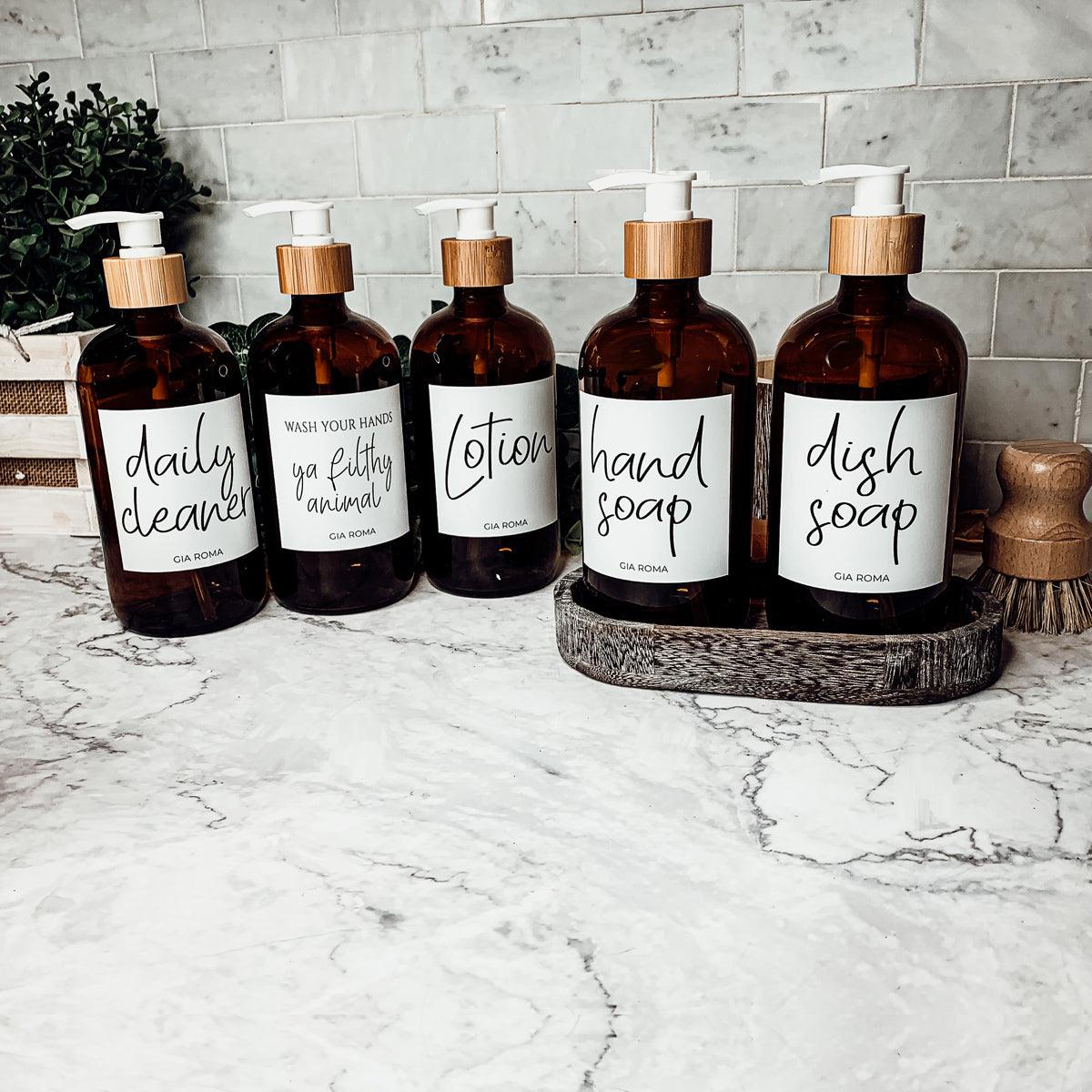 16oz Glass Amber Dispenser | White Label