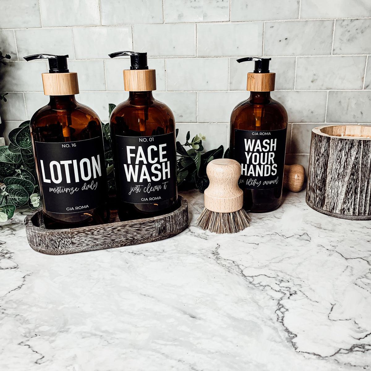 16oz Glass Amber Dispenser | Black Label