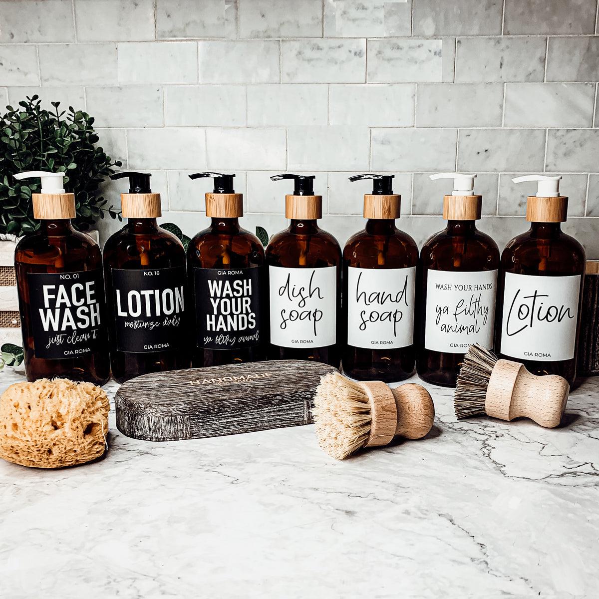 16oz Glass Amber Dispenser | Black Label