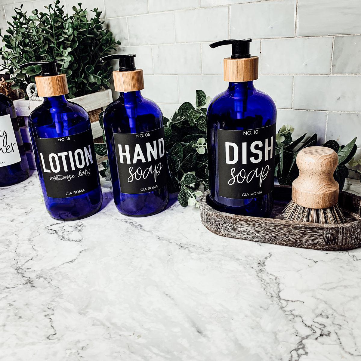 16oz Glass Blue Dispenser | Black Label