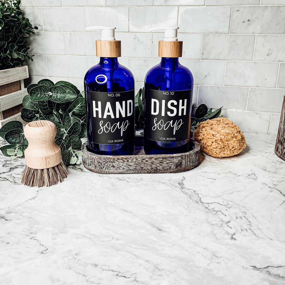 16oz Glass Blue Dispenser | Black Label