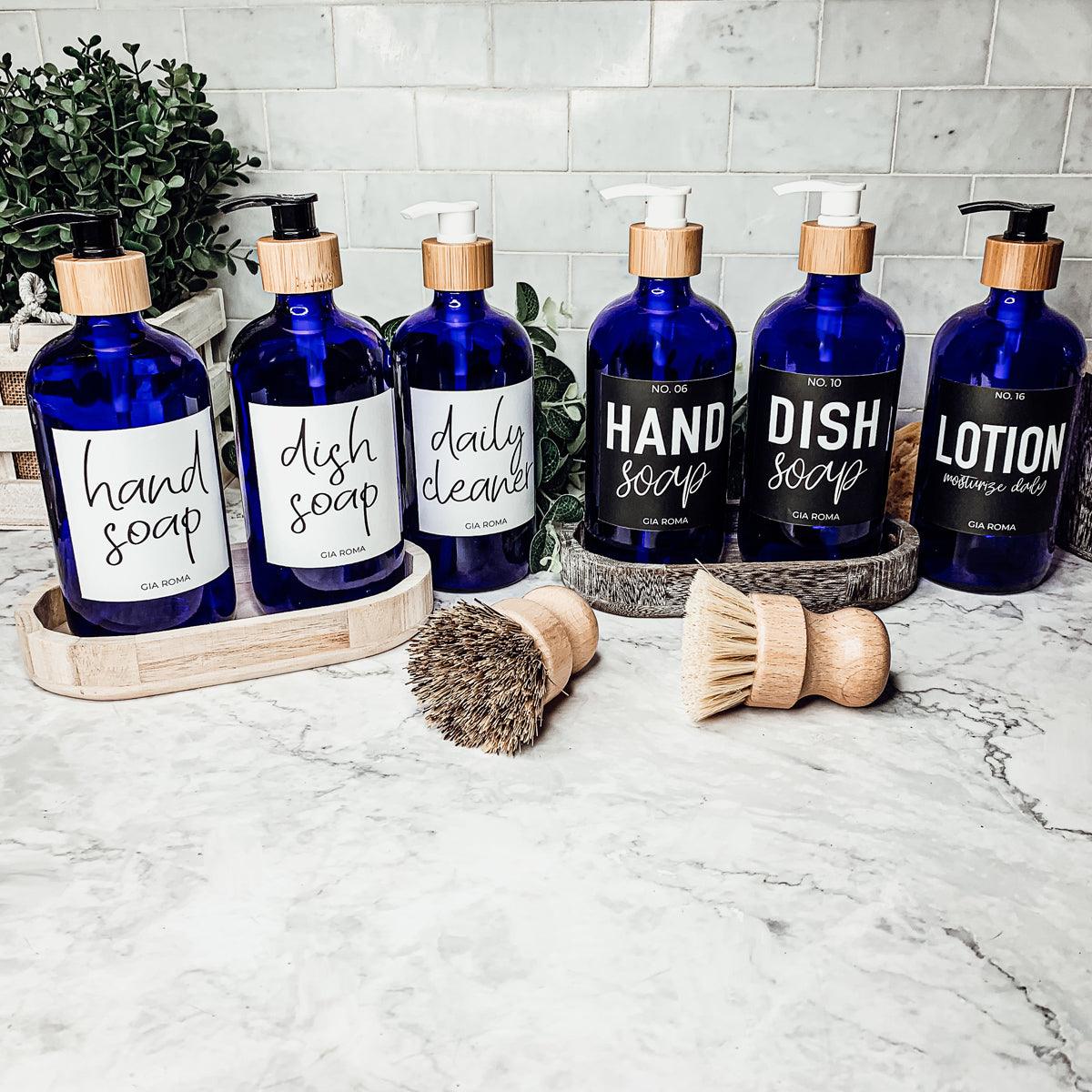 16oz Glass Blue Dispenser | Black Label