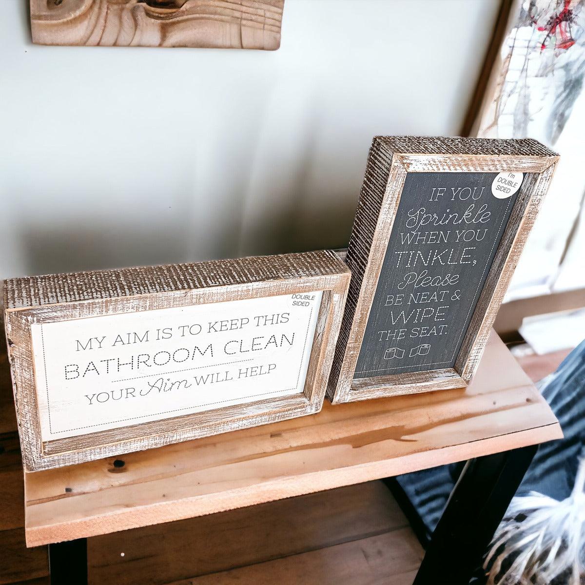 Aim + Sprinkle Tinkle Double Sided Sign