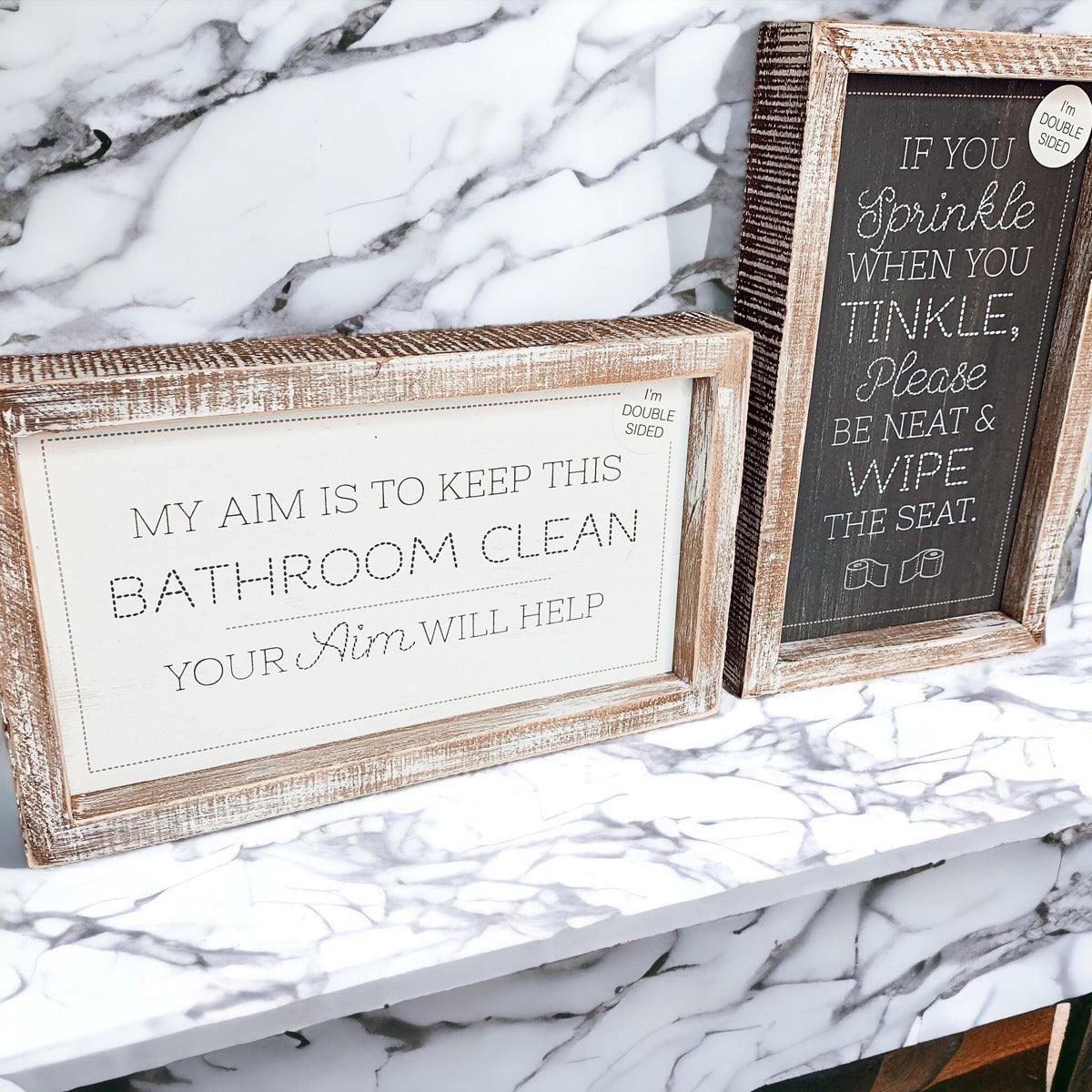Aim + Sprinkle Tinkle Double Sided Sign