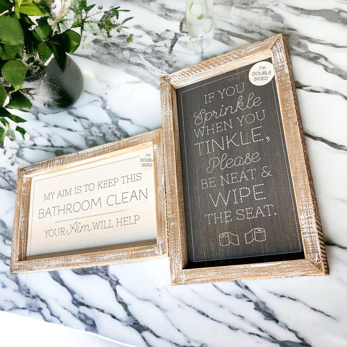 Aim + Sprinkle Tinkle Double Sided Sign
