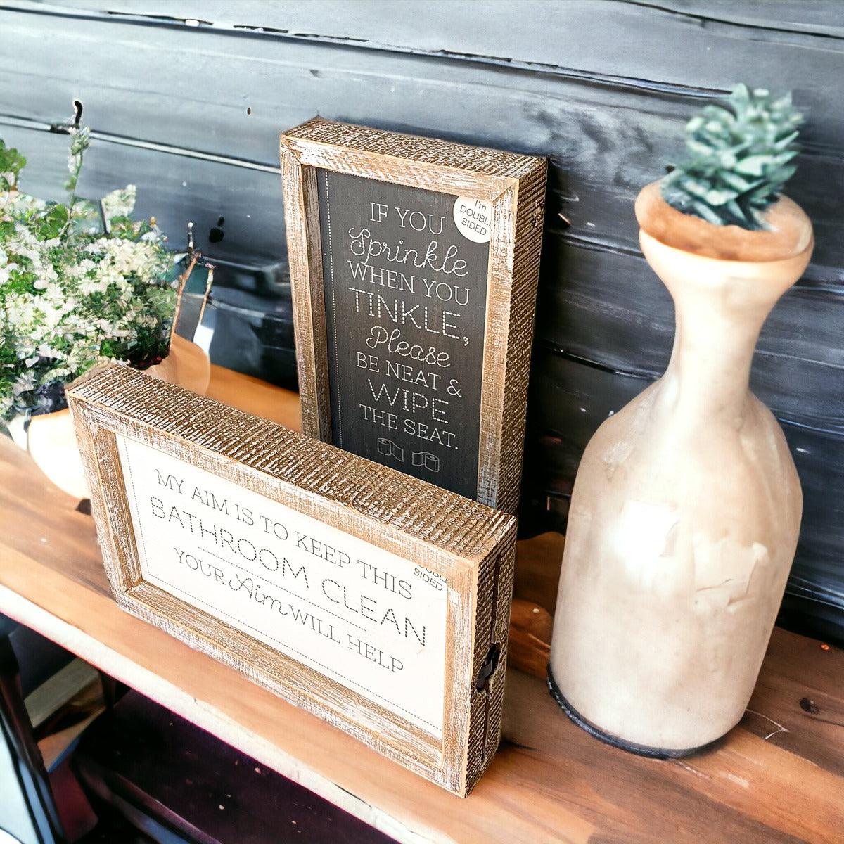 Aim + Sprinkle Tinkle Double Sided Sign