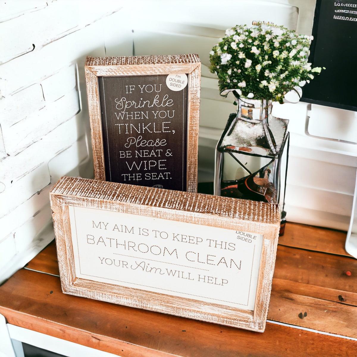Aim + Sprinkle Tinkle Double Sided Sign
