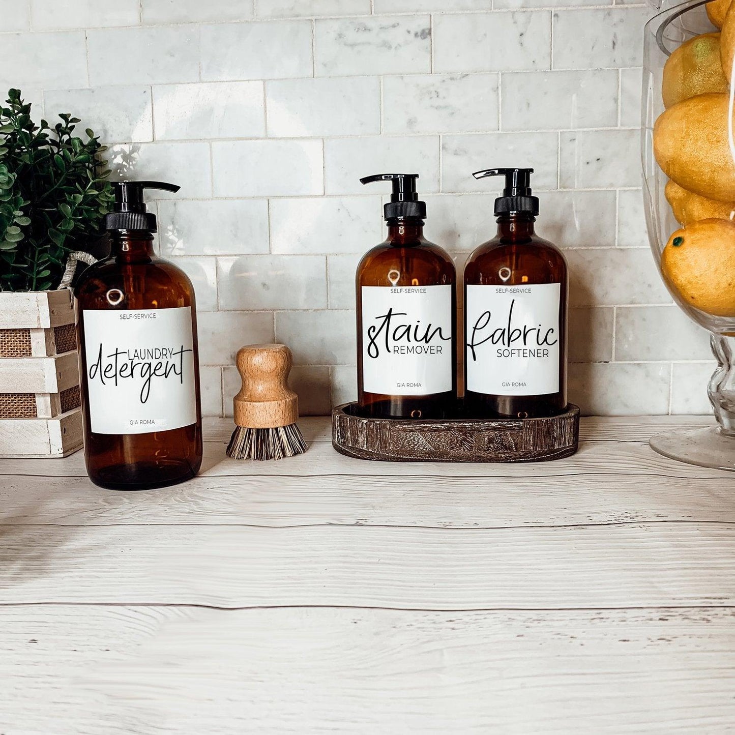 16oz Glass Amber Dispenser | White Label