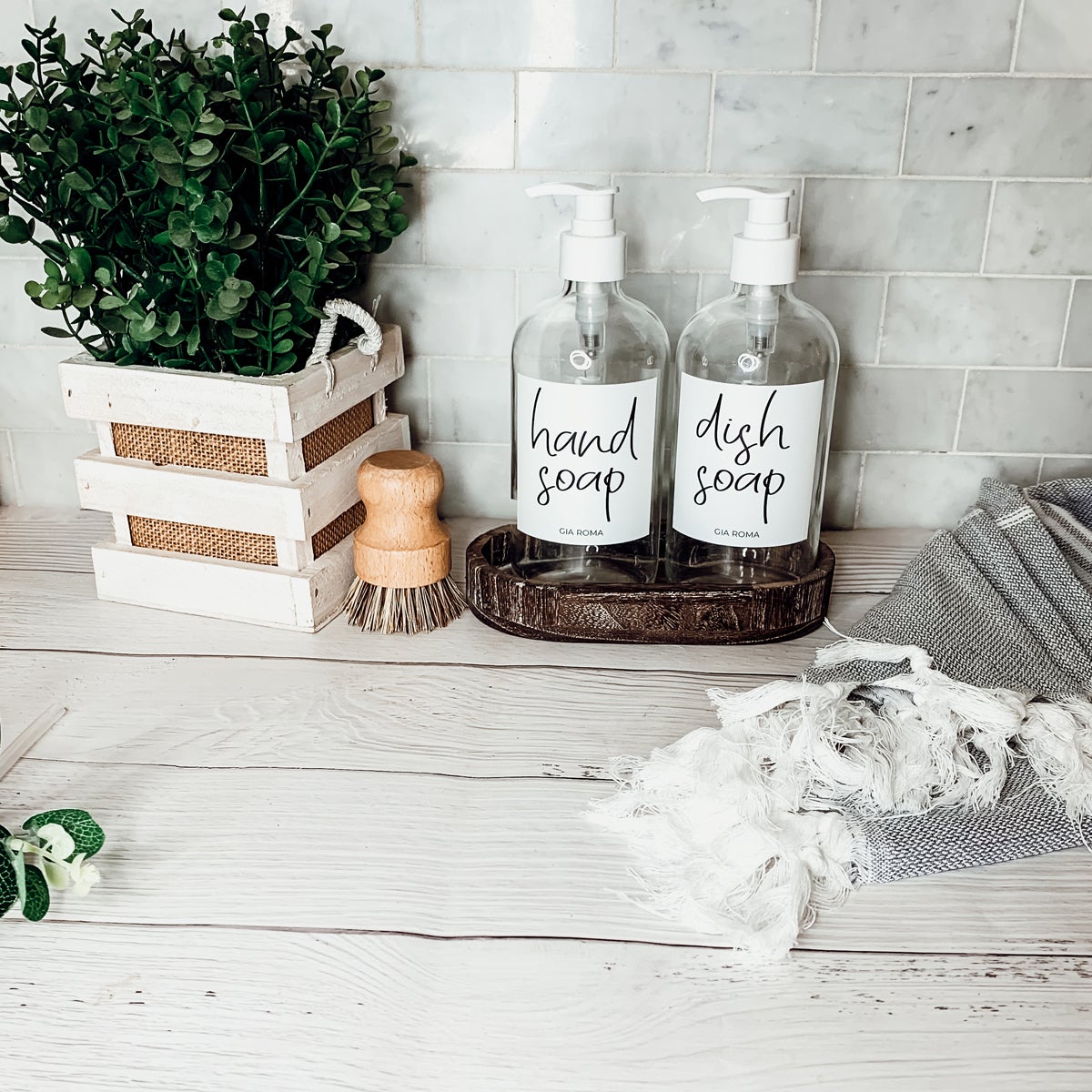 16oz Glass Clear Dispenser | White Label