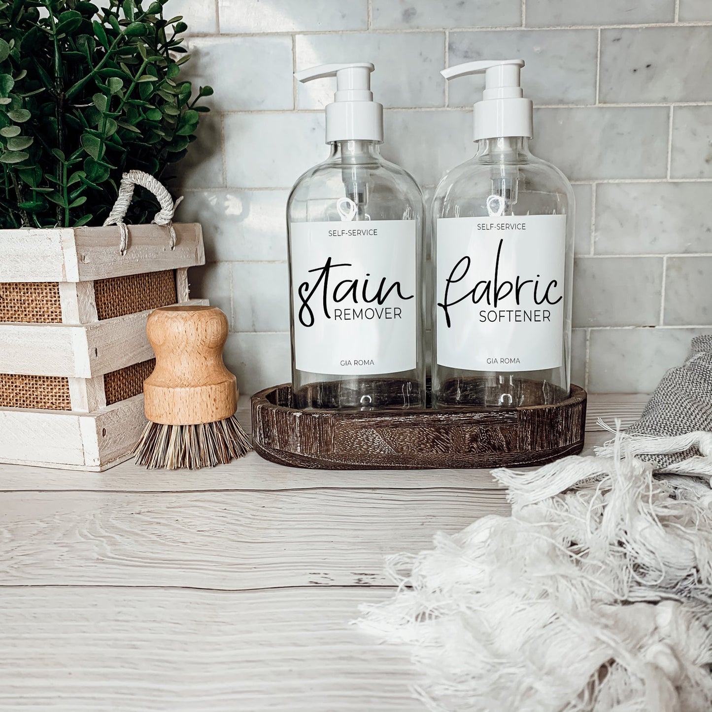 16oz Glass Clear Dispenser | White Label