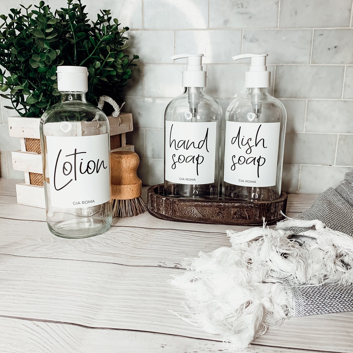 16oz Glass Clear Dispenser | White Label