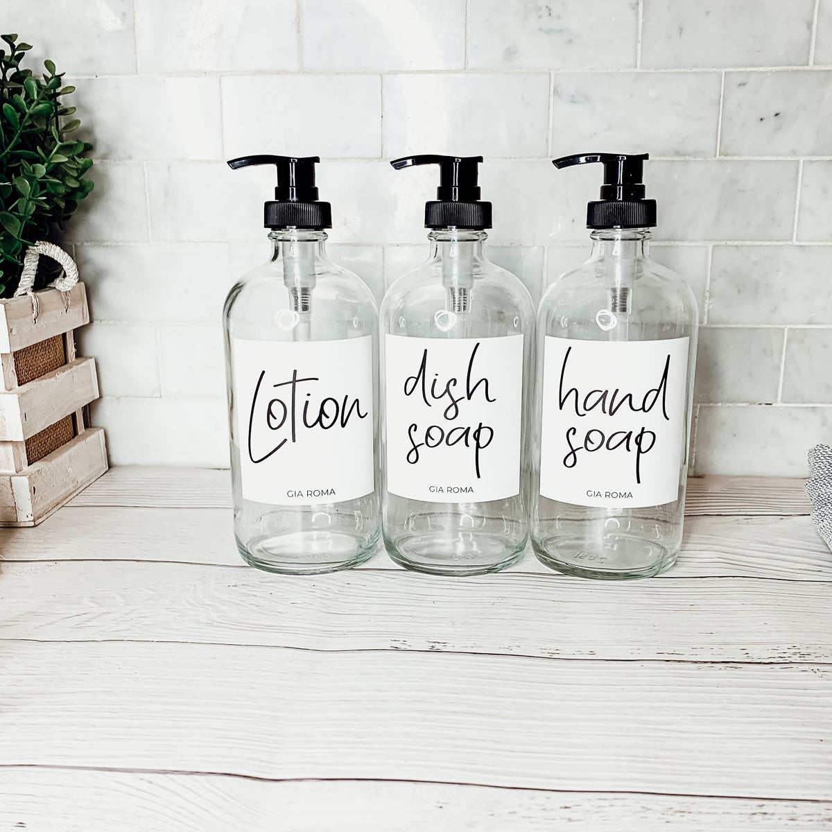16oz Glass Clear Dispenser | White Label