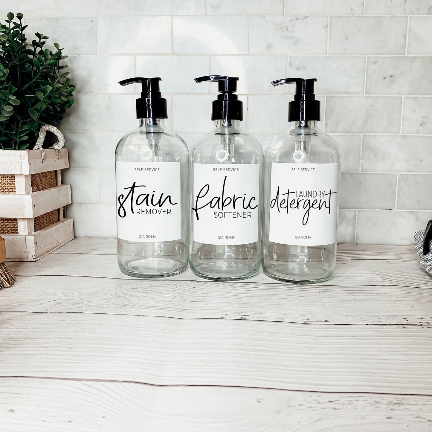 16oz Glass Clear Dispenser | White Label