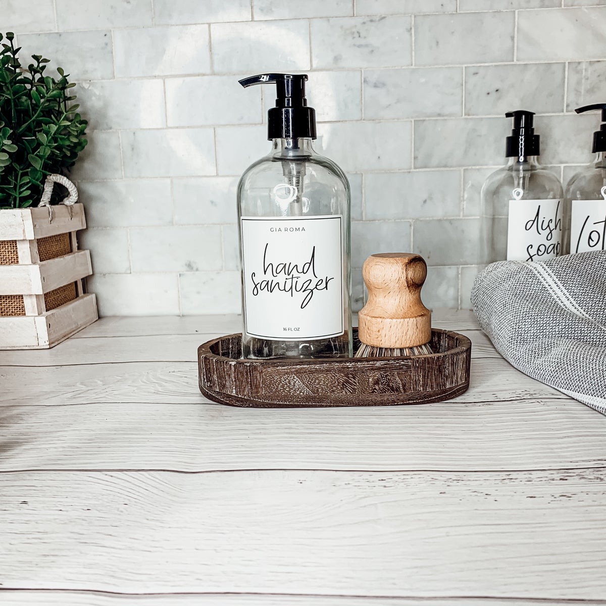 16oz Glass Clear Dispenser | White Label