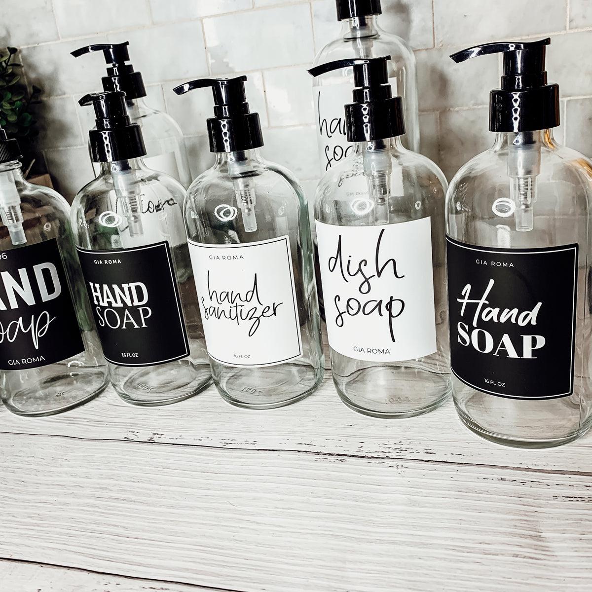 Reusable Soap Dispensers, 16oz Glass Bottles