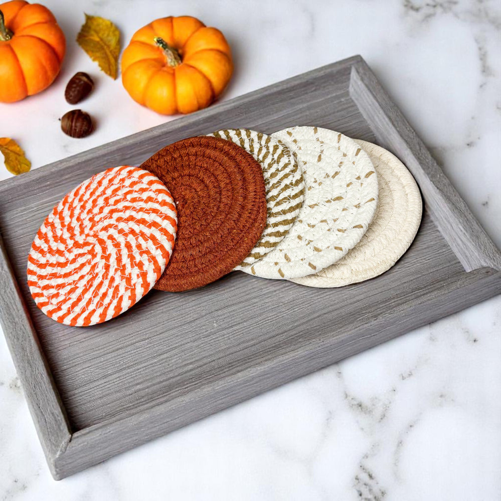 Halloween Party Table Decor Cotton Coasters
Orange and Black Halloween Coaster Collection
Spiral Design Halloween Table Accessories