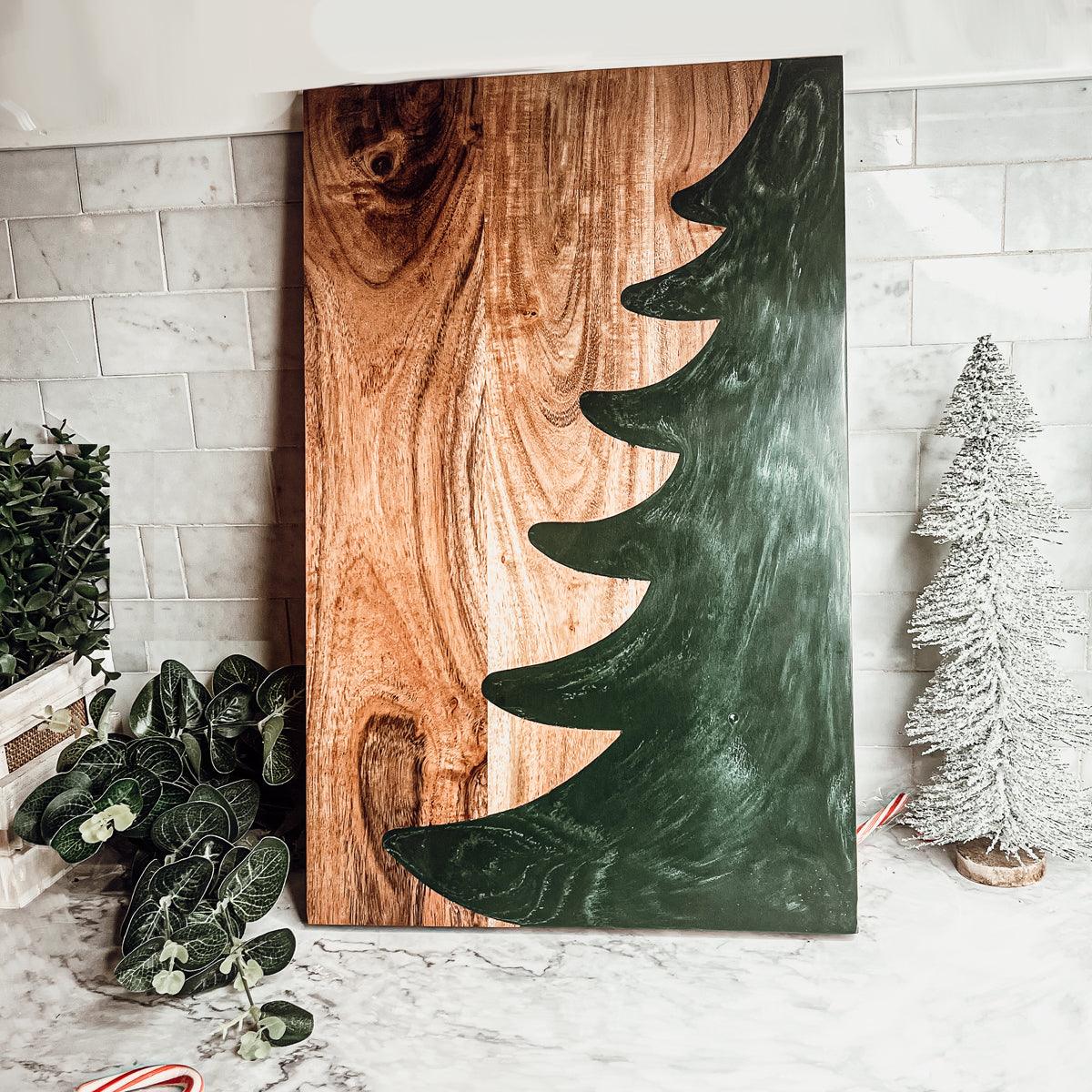 Wood and Marble Serving Platter Heavy Duty