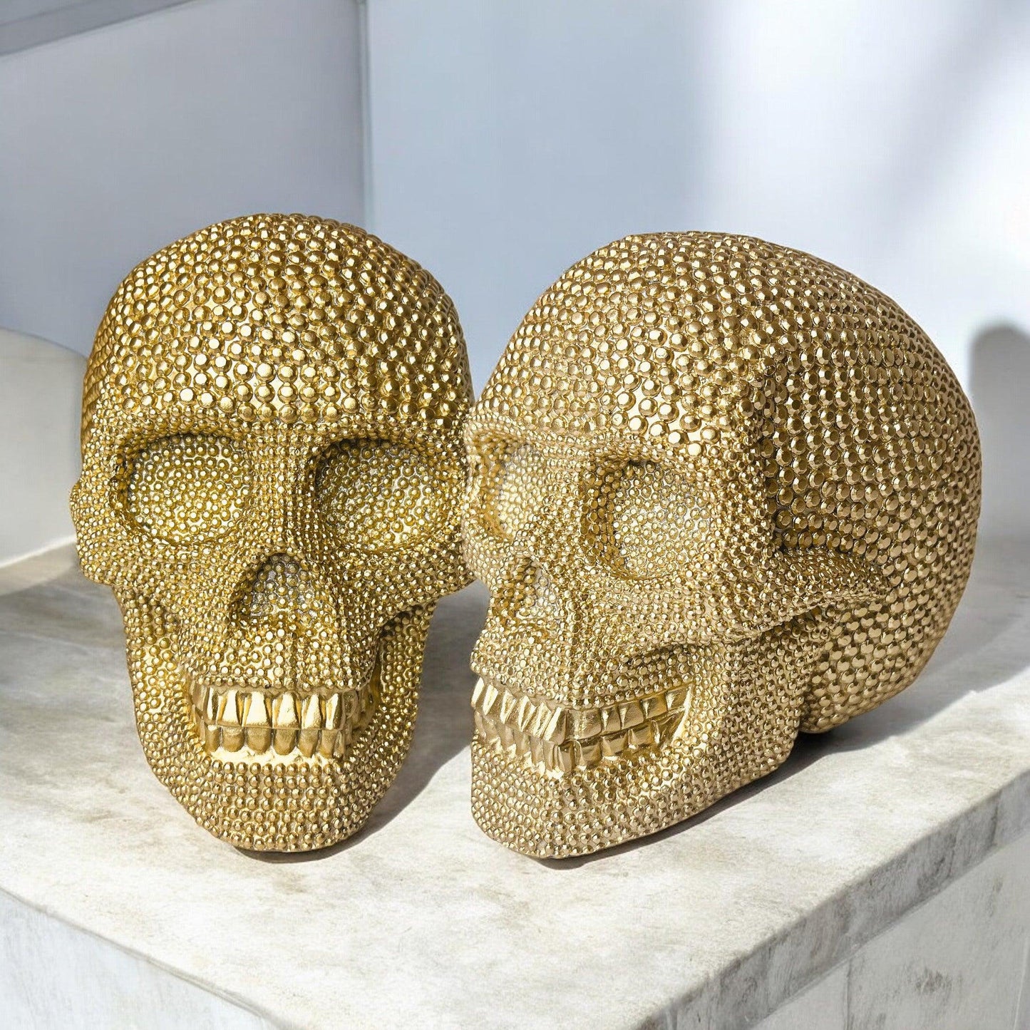 Resin Skull Gold Figurine