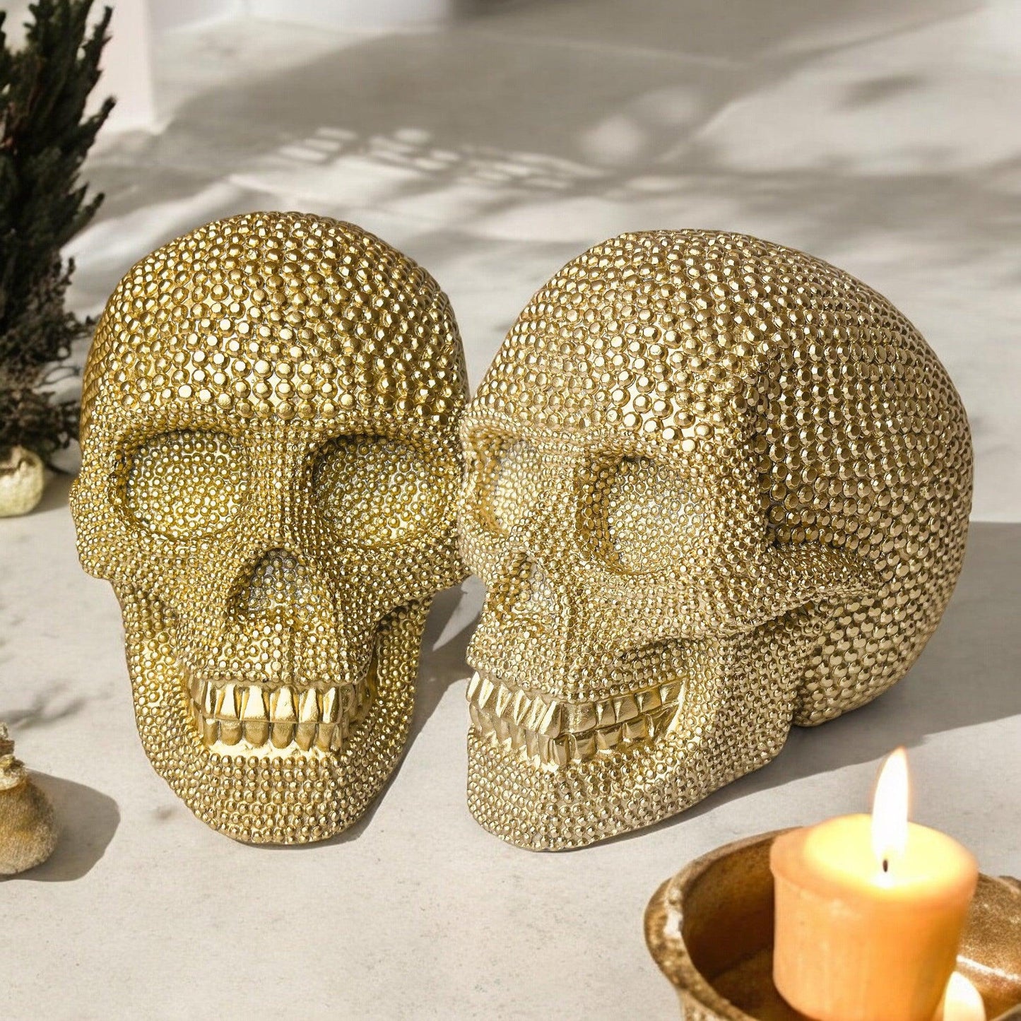 Resin Skull Silver Figurine