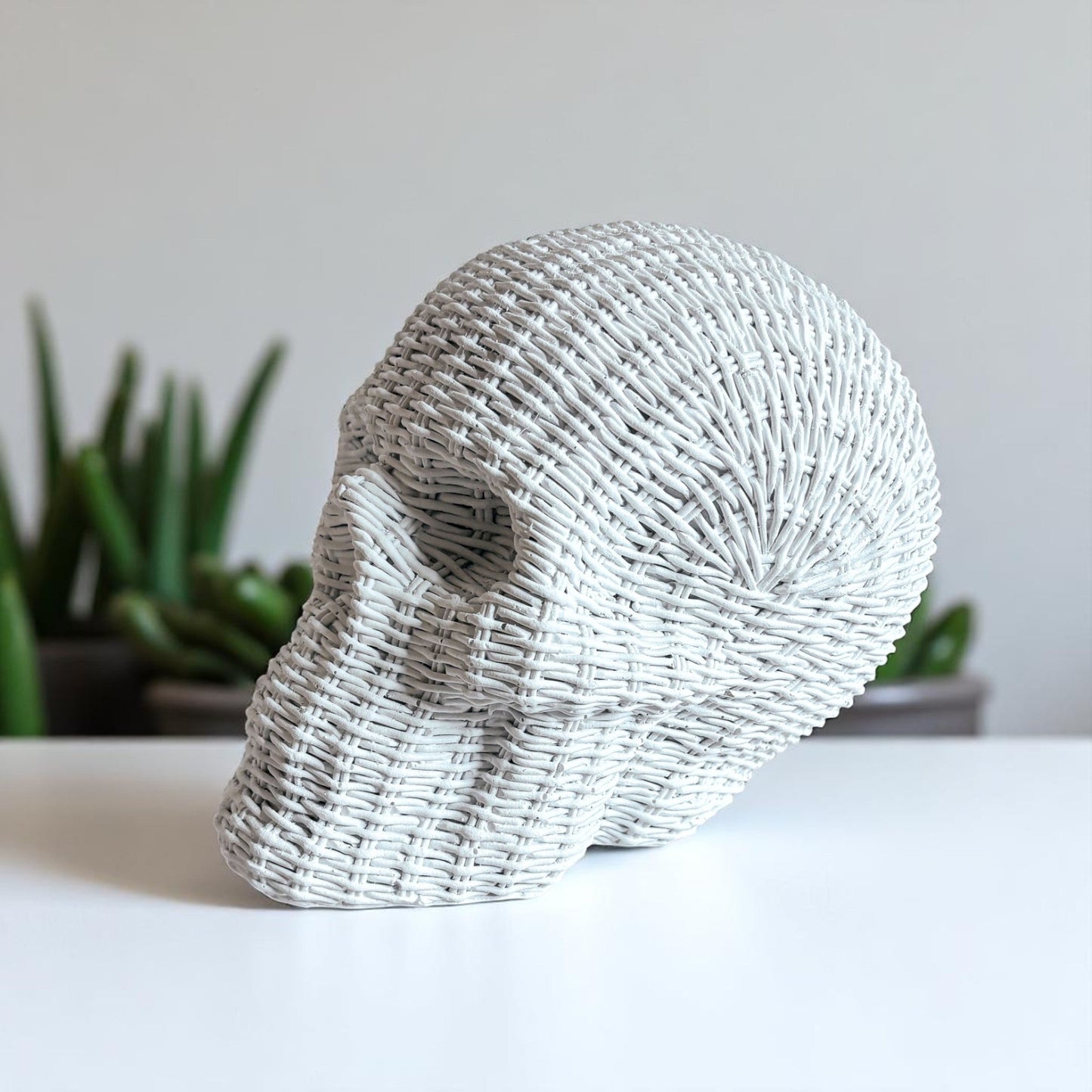 spooky season skull decor rattan basketweave style neutral brown white halloween fall table centerpiece wicker texture
autumn halloween skull heads rattan basketweave texture neutral brown white fall decor gothic accent wicker style