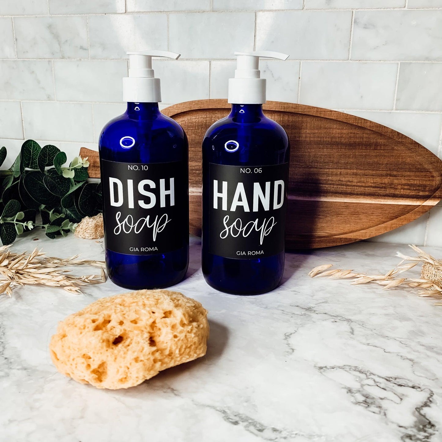 16oz Glass Blue Dispenser | Black Label