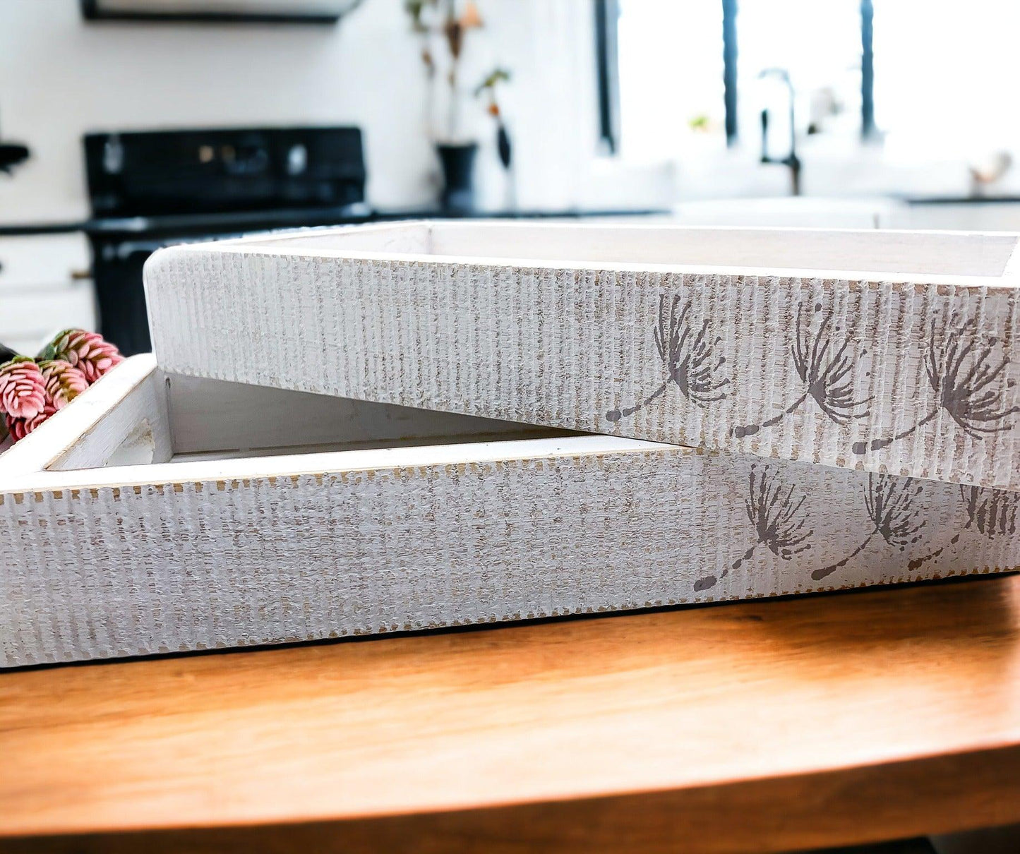 Farmhouse Dandelion Wooden Tray