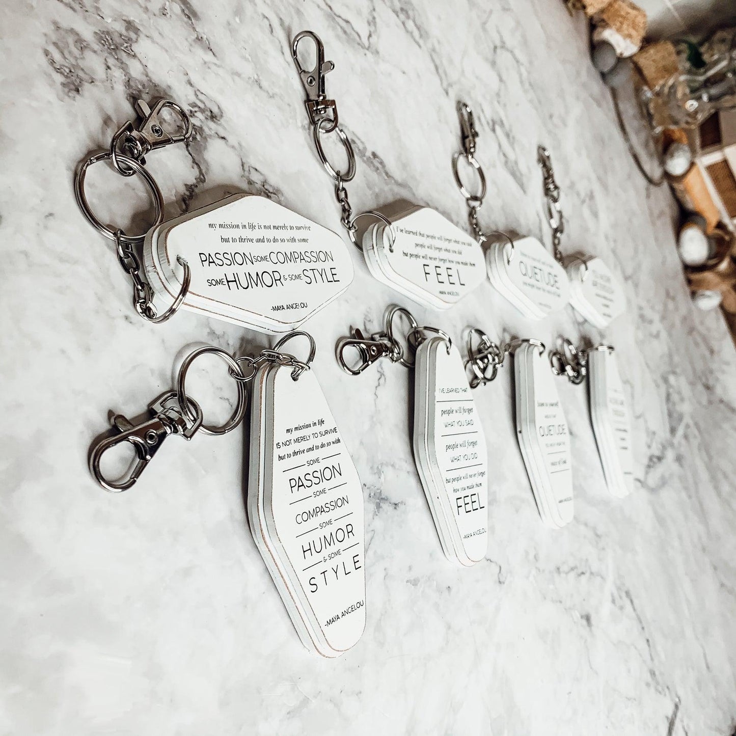 Inspirational Stocking STuffer Gifts, Wooden Quote Keychains