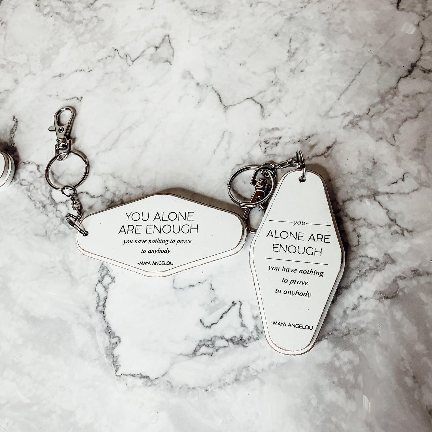 You Alone Are Enough Quote Gift Keychain Wood
