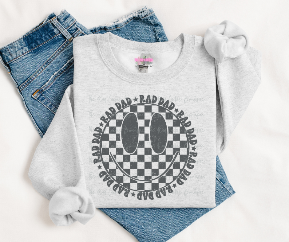 Rad Dad Smiley Graphic Tee or Crewneck Sweatshirt