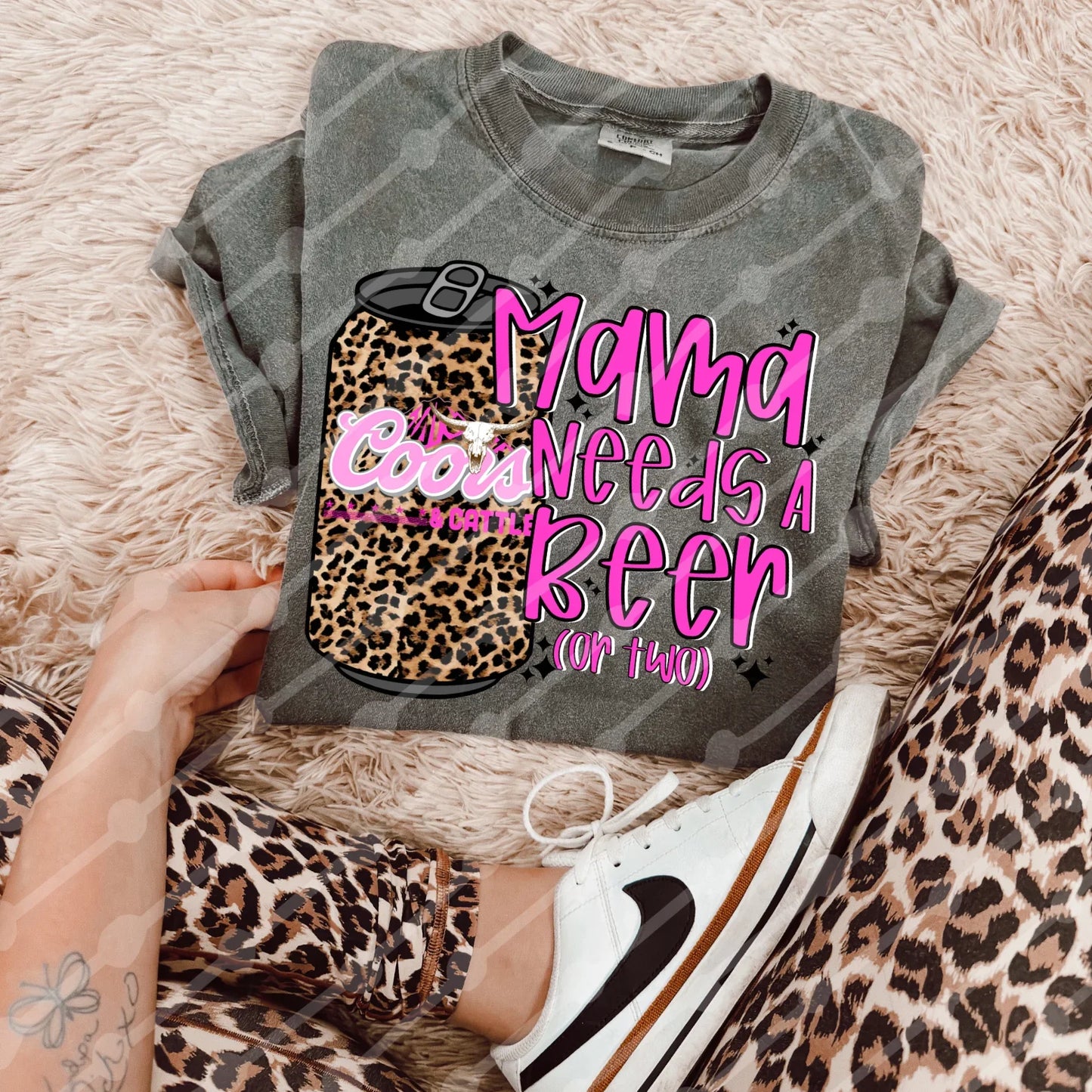 Mama Needs a Beer Leopard Pink Tee/Sweatshirt