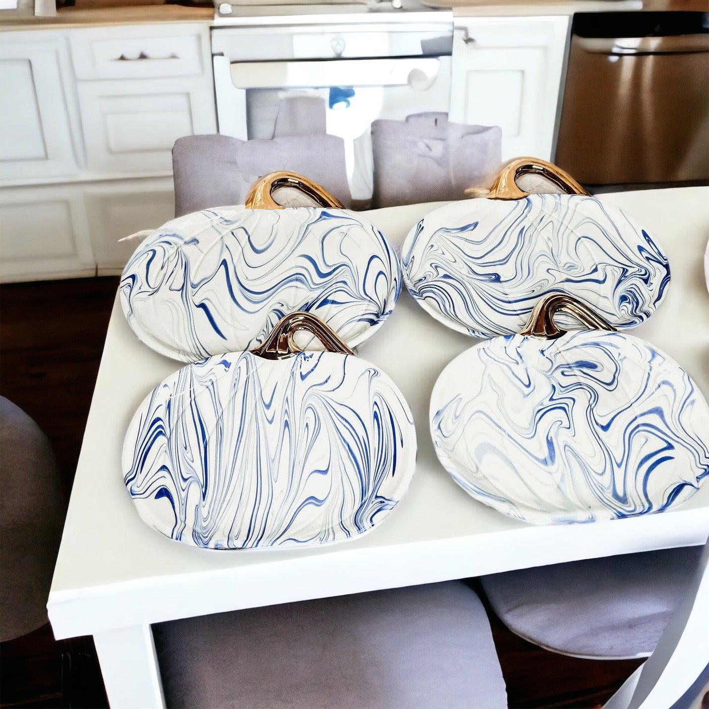 Marble Pumpkins for Kitchen, Blue White