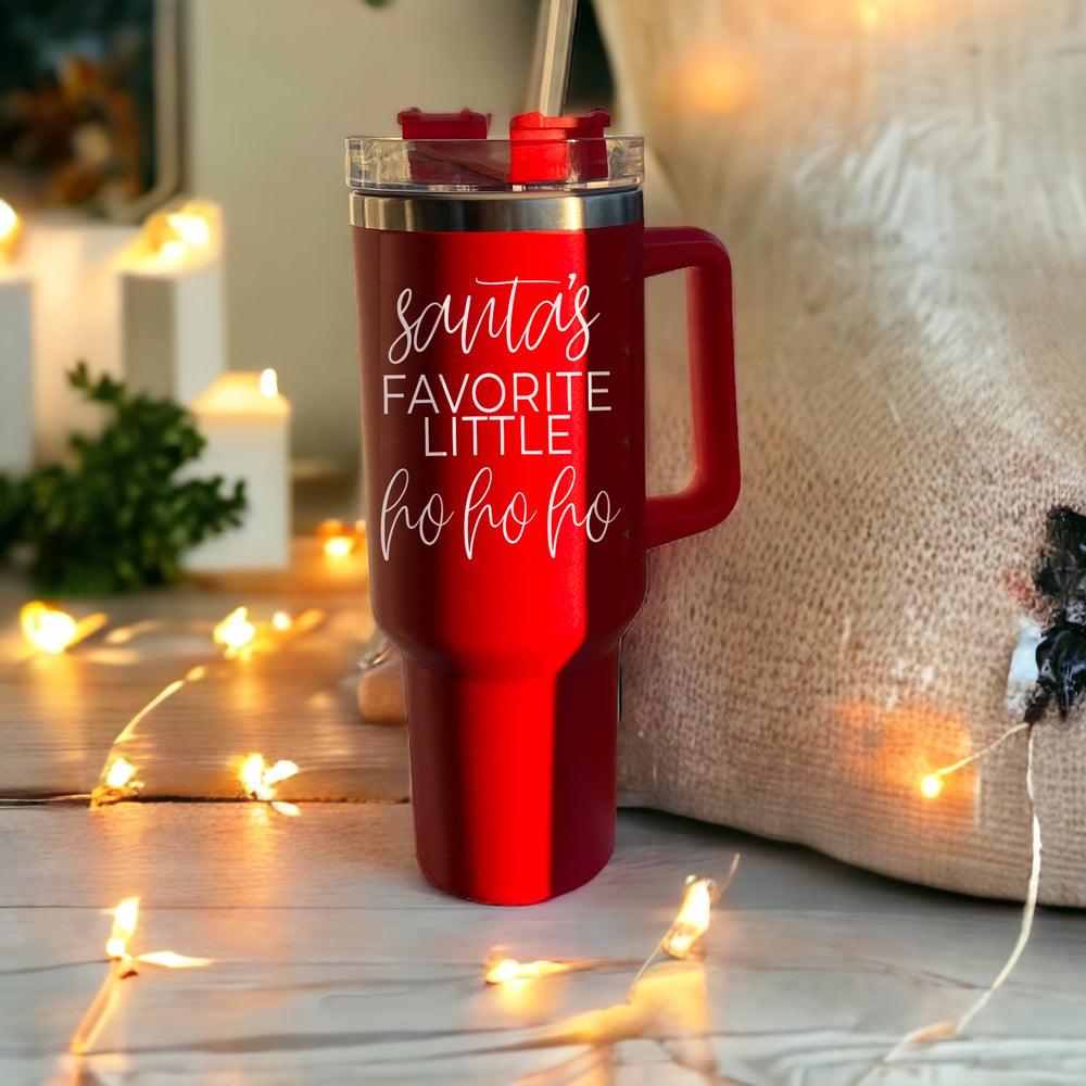Red Travel Mugs with Funny Christmas QUotes
Christmas gag gift tumbler - Santas favorite little ho ho ho 40oz red
Humorous Christmas tumbler red holiday
Christmas joke tumbler 40oz red drinkware
Sassy Christmas tumbler red