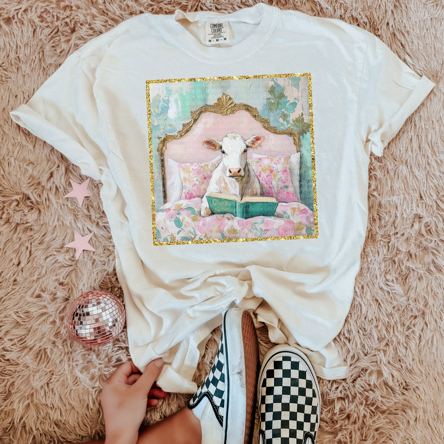 Floral Cow in Bed Tee/Sweatshirt