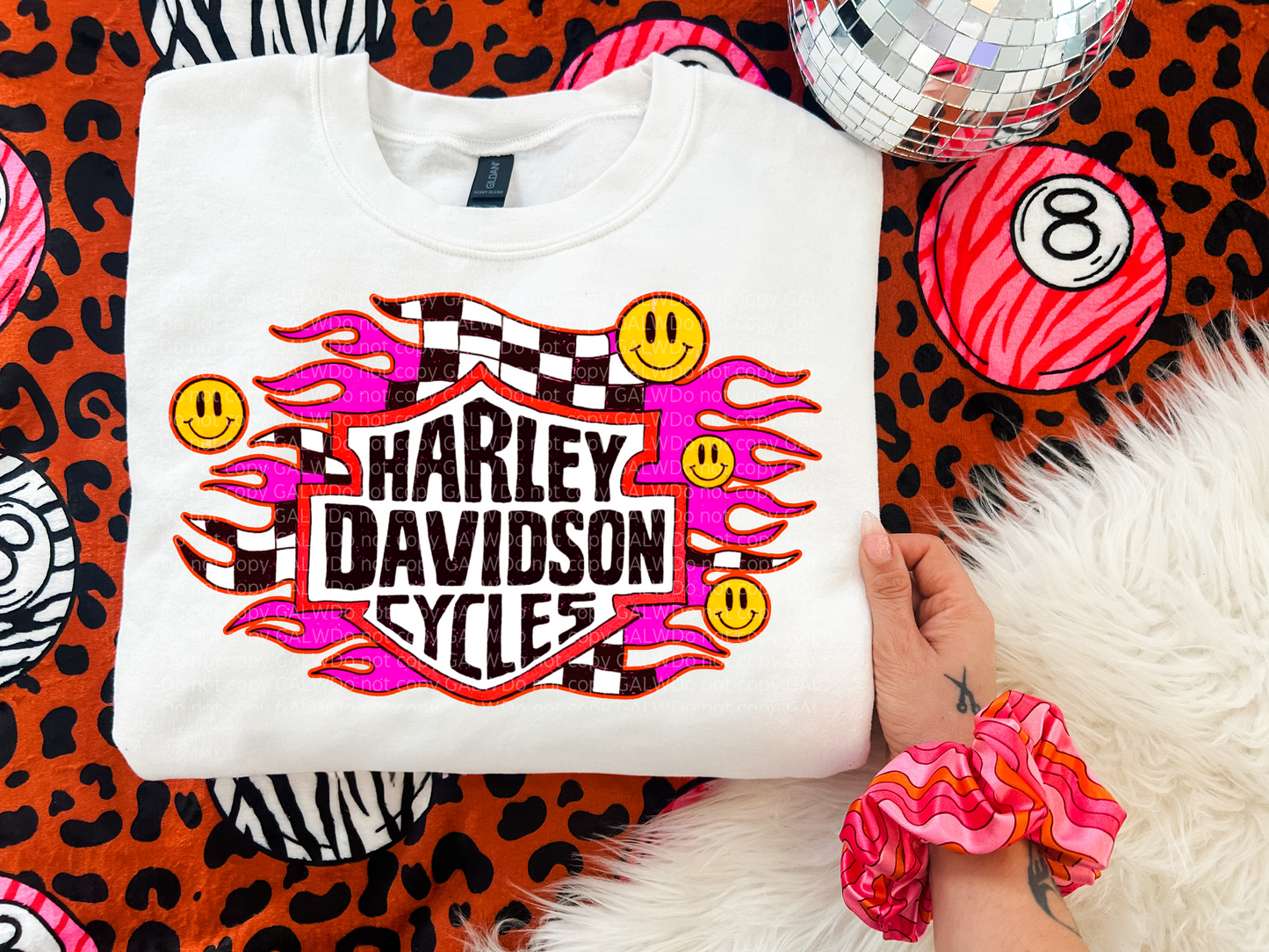 Hot Pink & Checker Smiley HD Tee/Sweatshirt