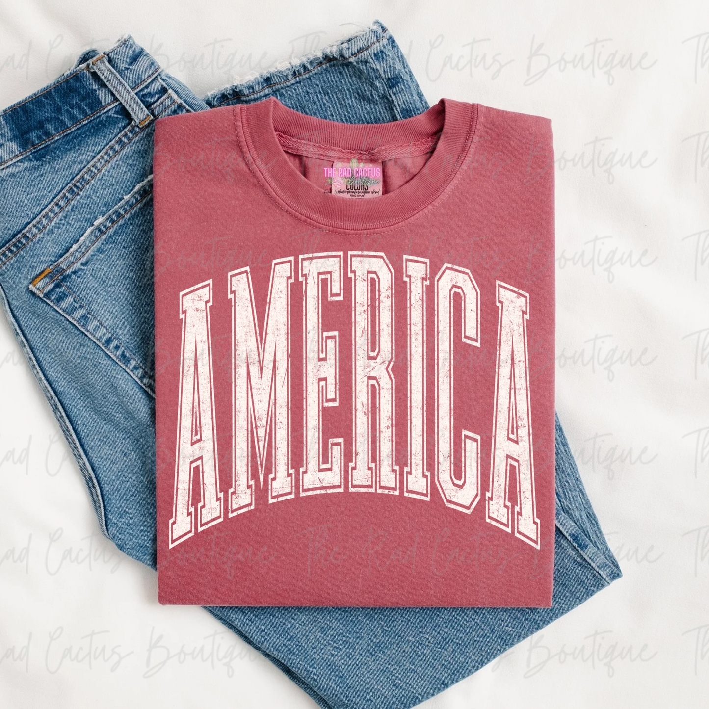 America Vintage Collegiate Graphic Tee or Crewneck Sweatshirt