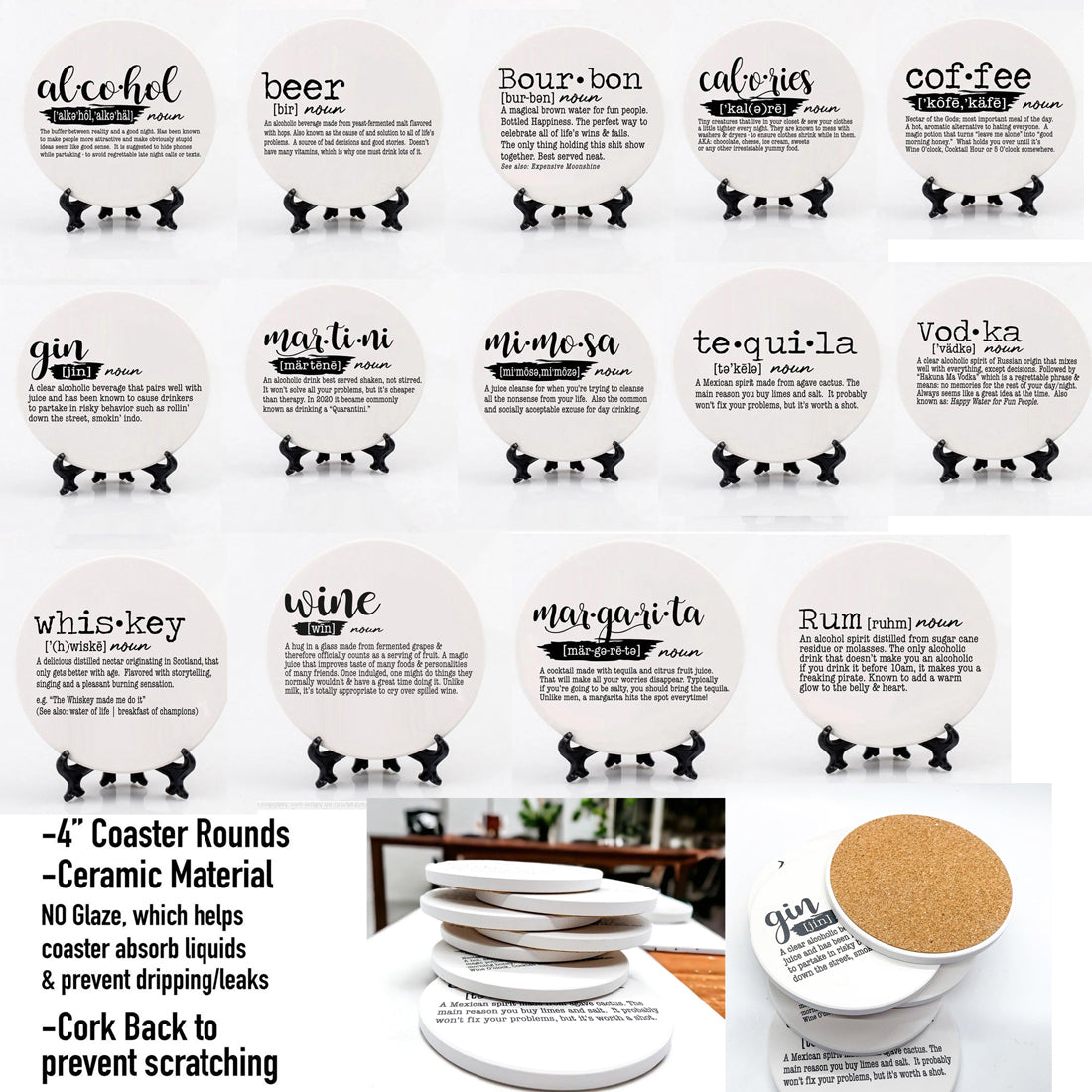 Housewarming bar cart coaster gift
Wedding shower cocktail definition coasters
Birthday drink definition gift set