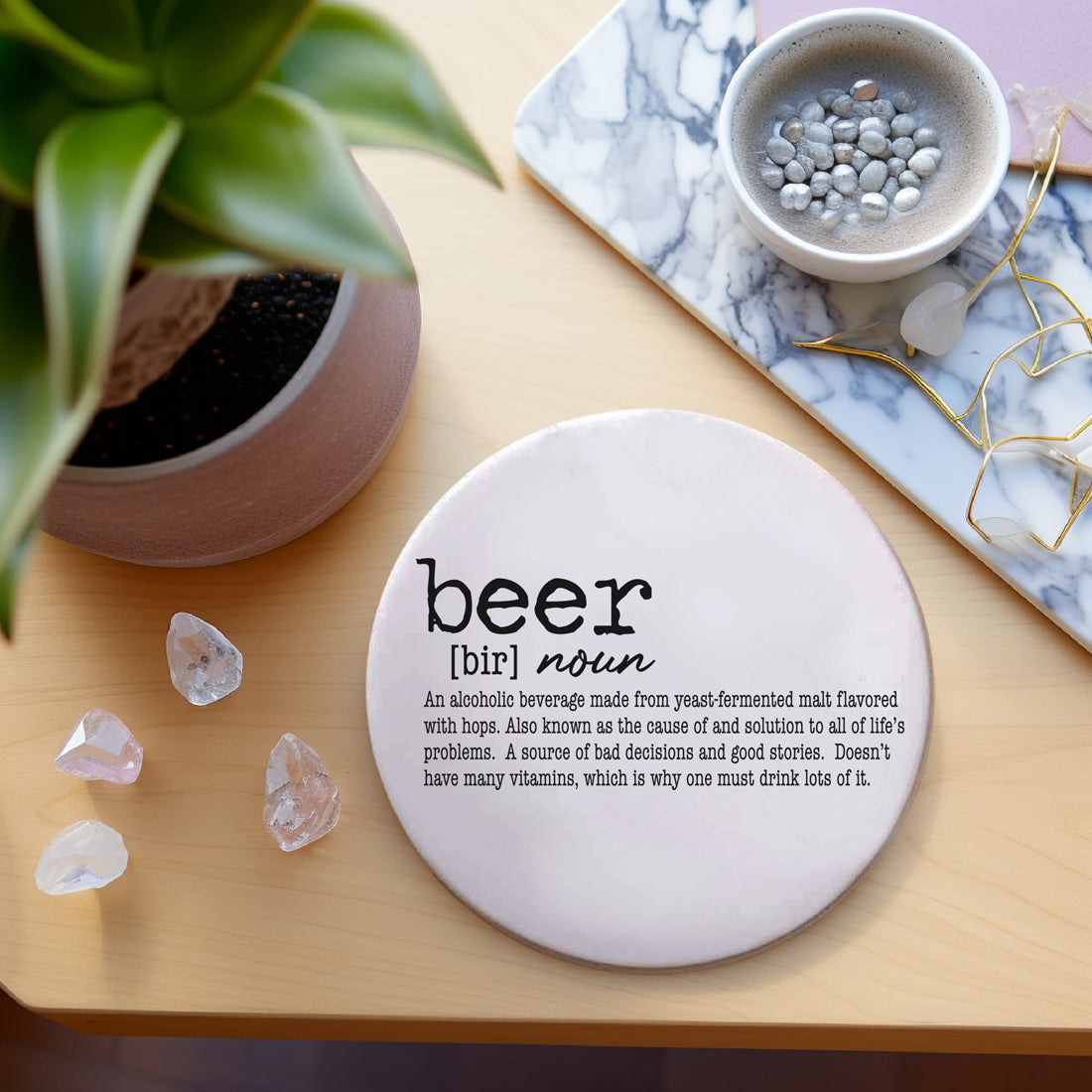 Modern bar coasters
Typography drink coasters
Definition bar decor
Black and white bar accessories