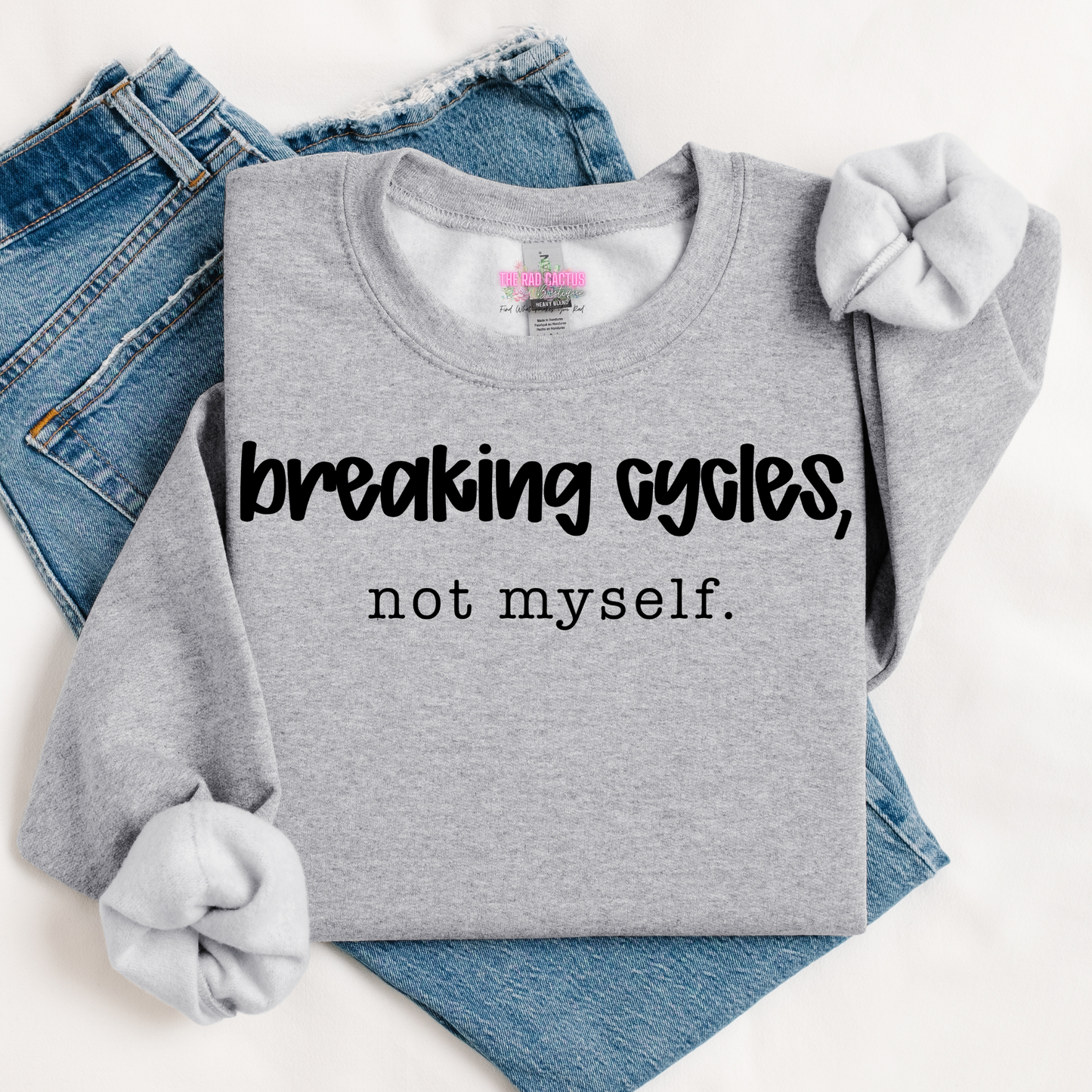 Breaking Cycles, Not Myself Black Ink Graphic Tee or Crewneck Sweatshirt