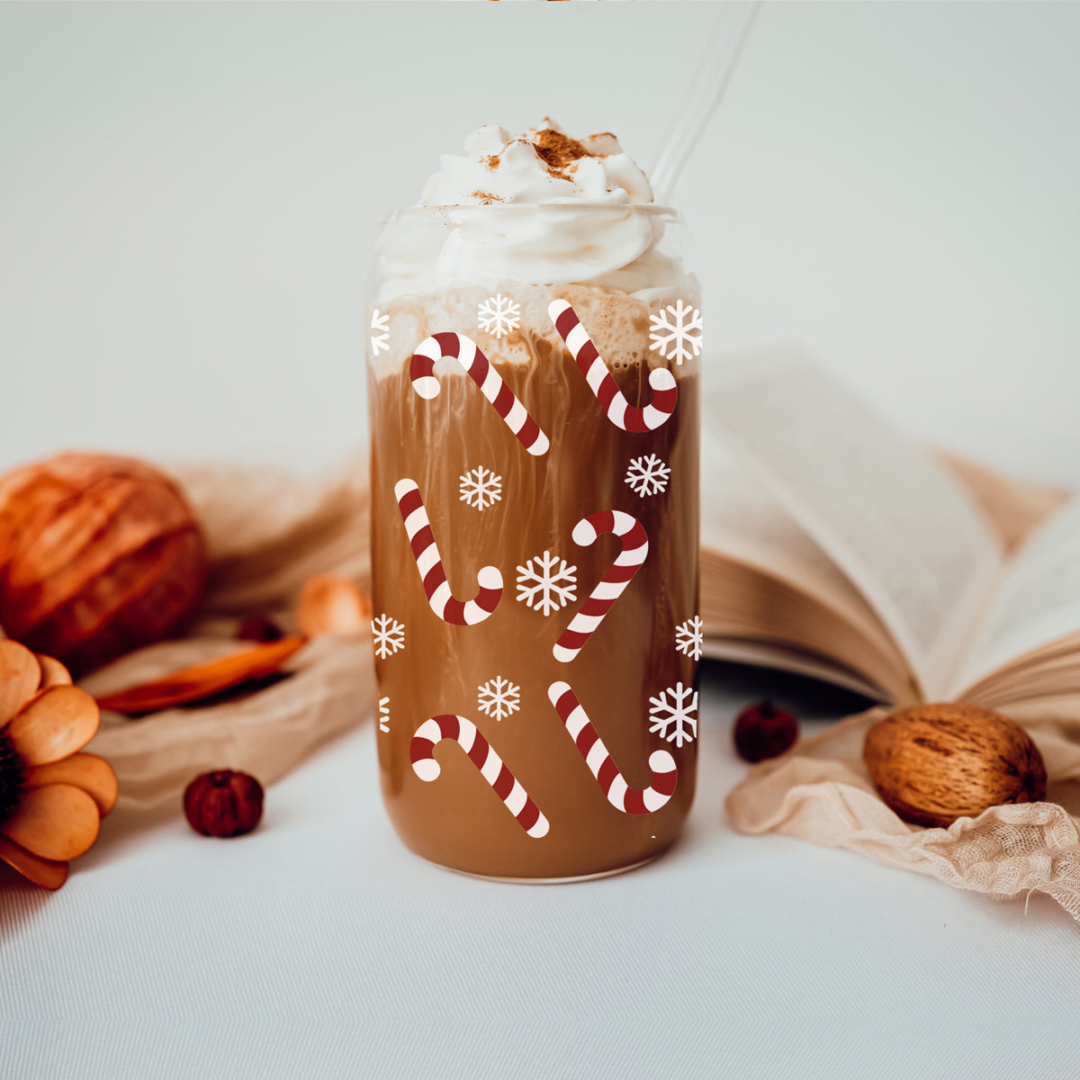 Candy Cane Glass Cup