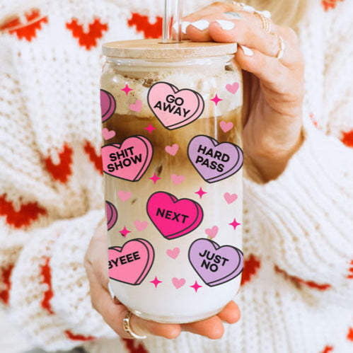 Candy Hearts Glass Cup