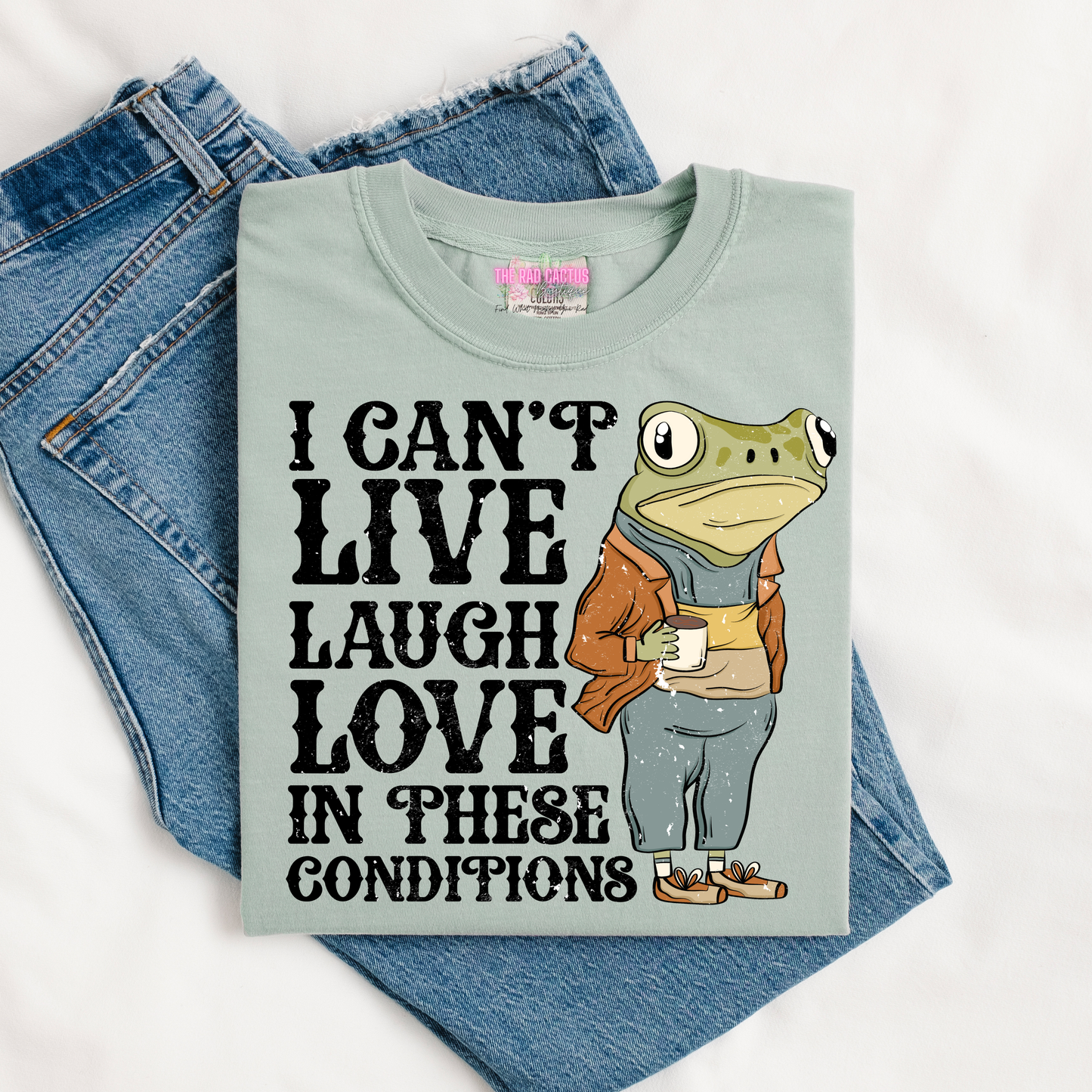 I Can't Live Laugh Love In These Conditions Graphic Tee or Crewneck Sweatshirt