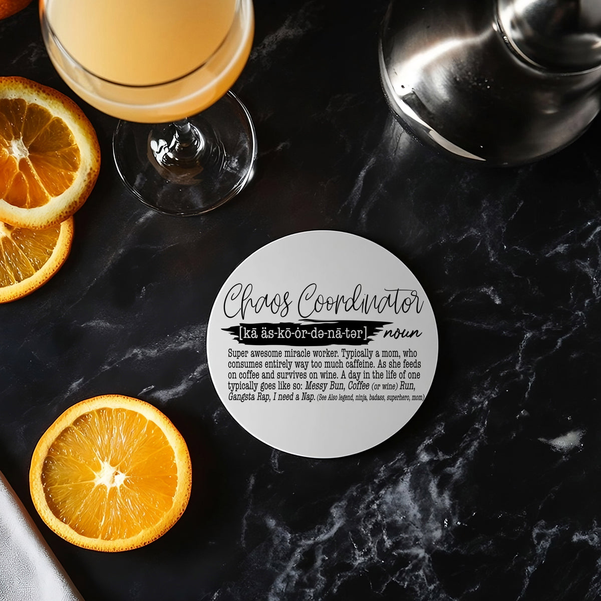 Humorous parenting definition coasters with protective cork base
Premium ceramic definition coasters for home decor