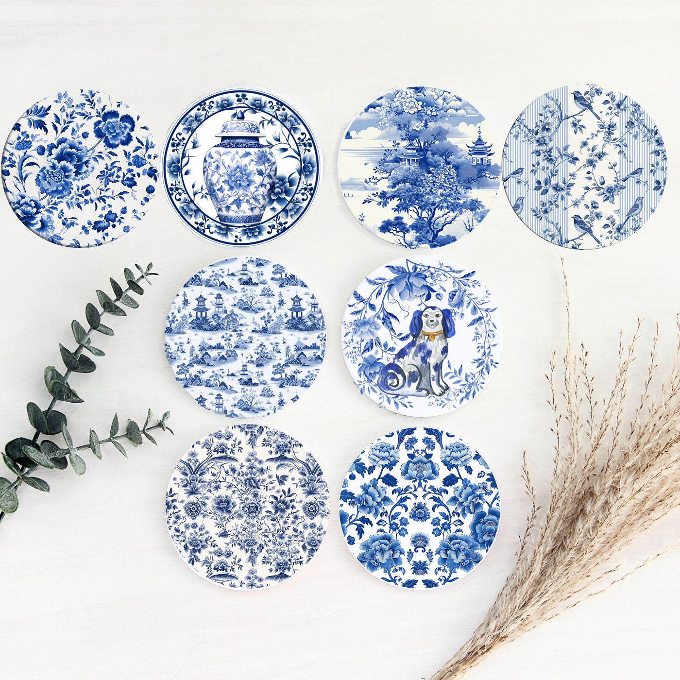 Chinoiserie Ceramic Coasters