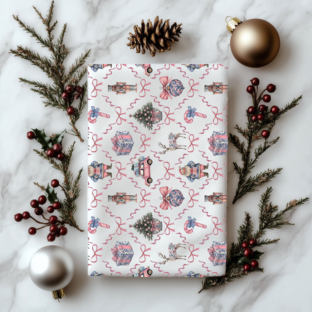 Bulk Designer holiday kitchen towels Santa nutcracker pattern
Christmas kitchen accessories pink blue chinoiserie style Wholesalers