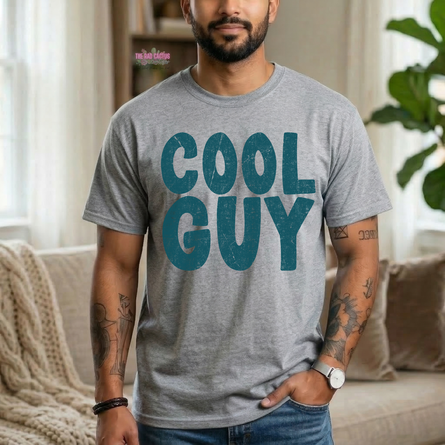Cool Guy Teal Ink Graphic Tee or Crewneck Sweatshirt