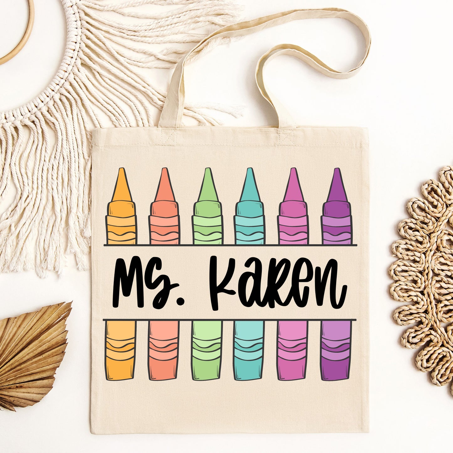 Personalized Teacher Crayon Tote Bag