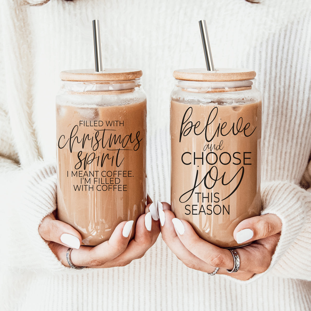 Believe & Joy Glass Cup