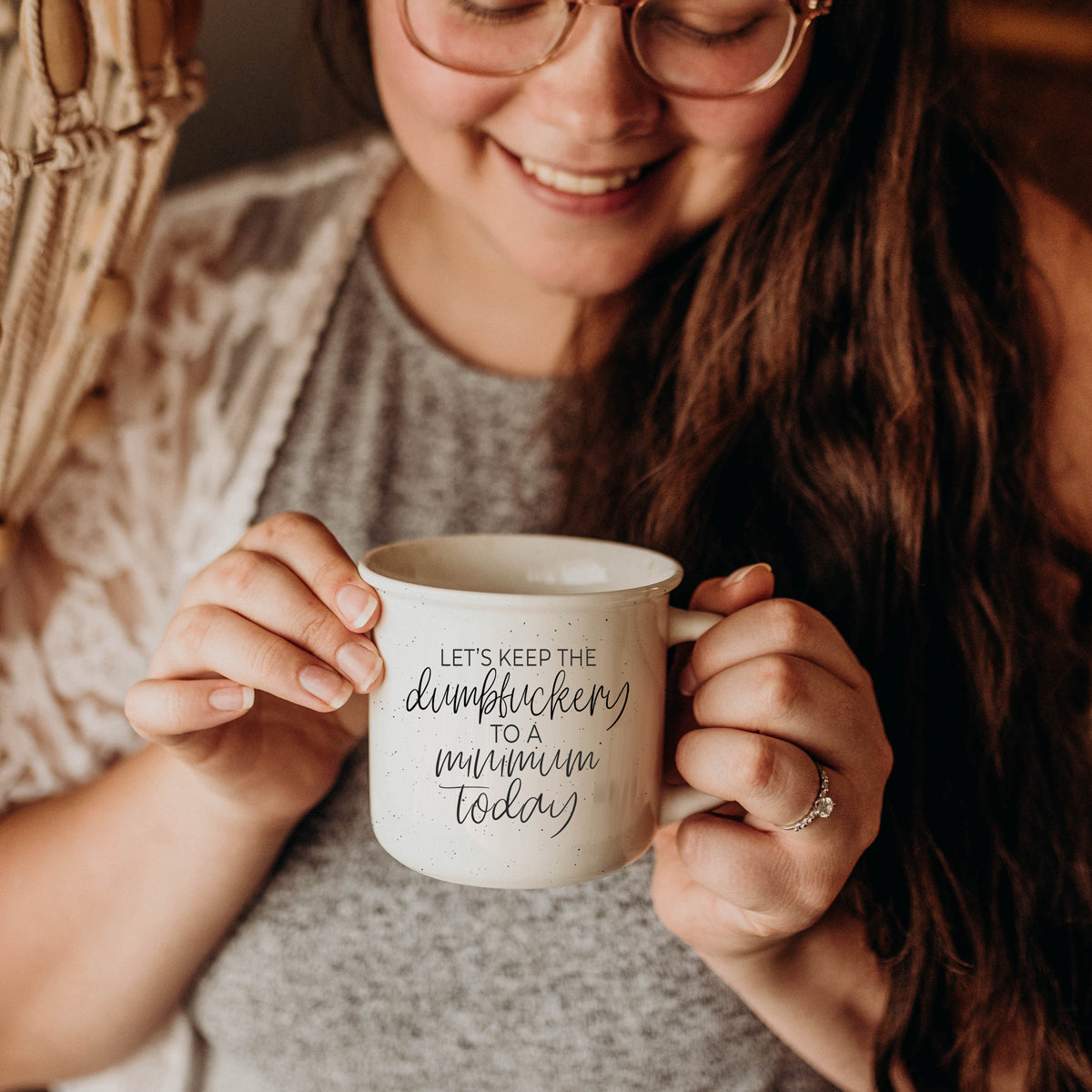 Work humor ceramic mug with speckled design