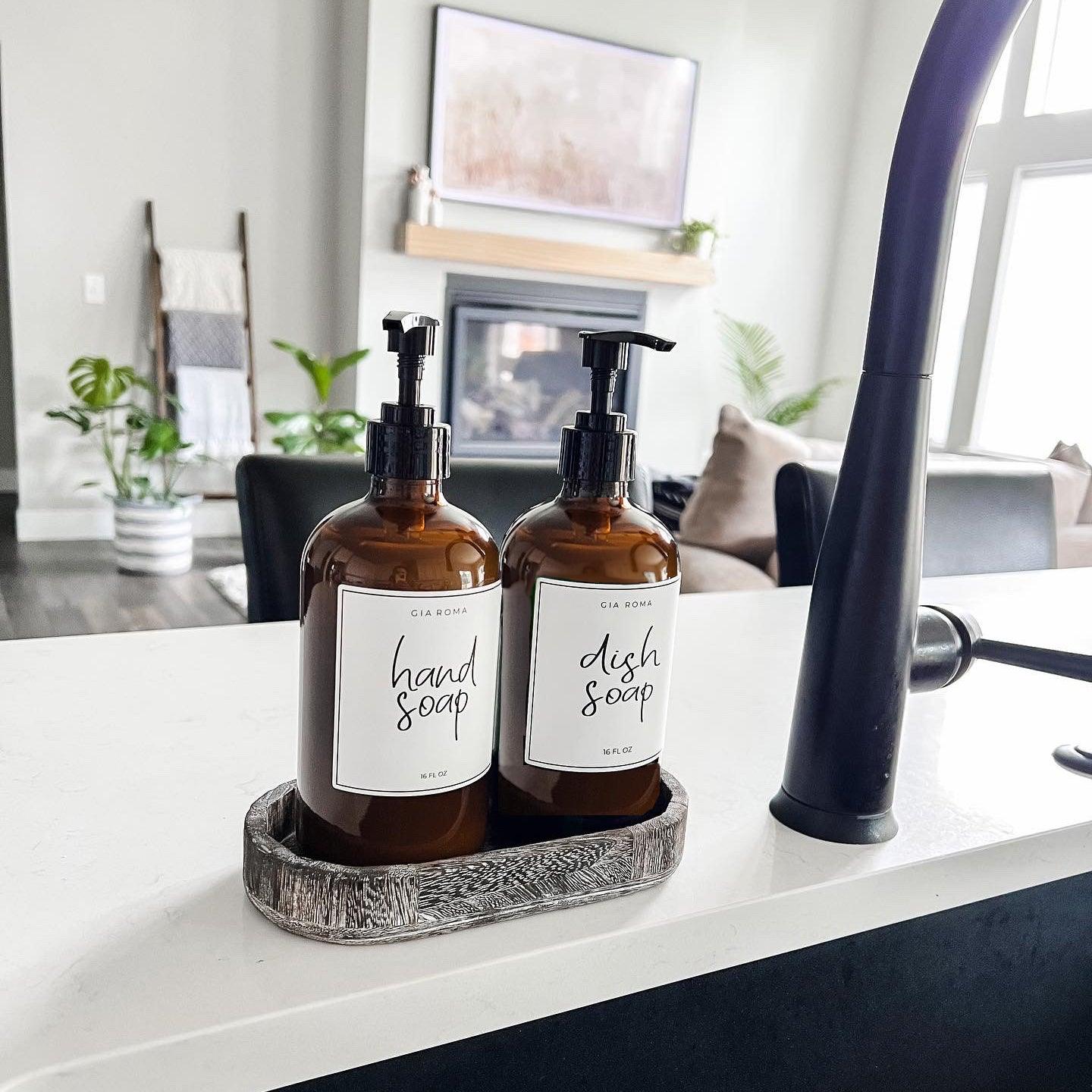 16oz Glass Amber Dispenser | White Label