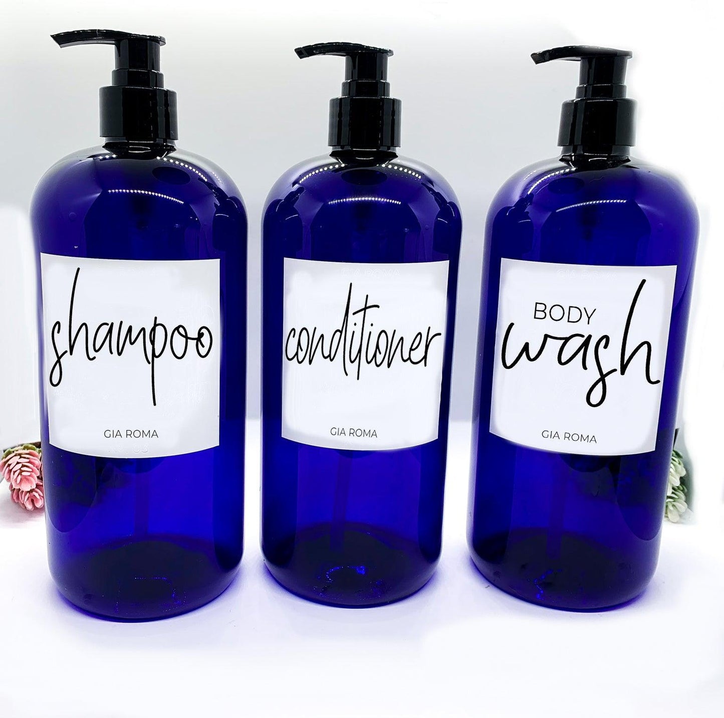 32oz Shower Dispenser Bottles - Blue